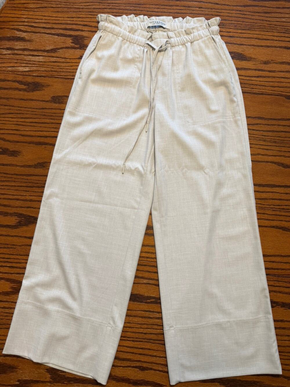 Liverpool Los Angeles Pull On Wide Leg Ankle Pants Womens Sand Dollar Tan Size S